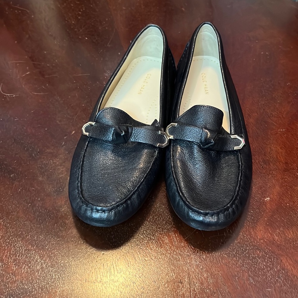 Women’s black Cole Haan Loafer with silver detail
